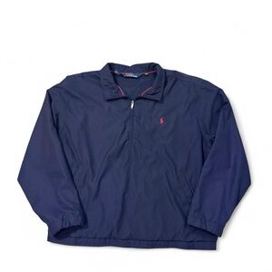 Vintage 90s Polo Ralph Lauren 1/2 zip windbreaker jacket navy blue XXL mens